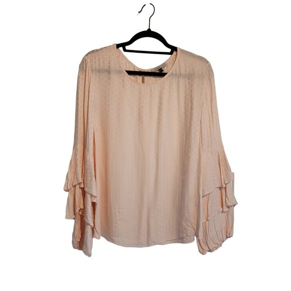 Samantha Dru Flutter sleeve Pink Blouse womens size L - Picture 1 of 4